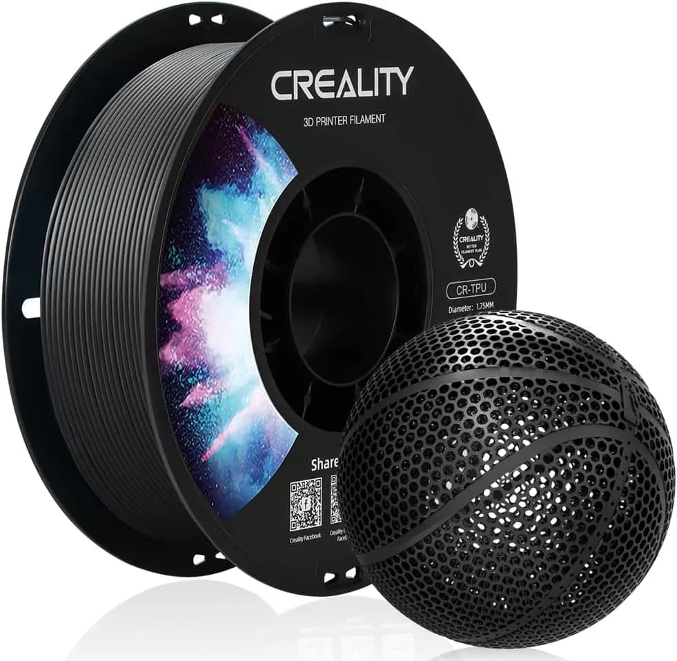 خيط TPU أسود مرن من Creality لطابعة ثلاثية الأبعاد 1 كجم 1.75 مم لكرات السلة بدون هواء TPU ناعم 95A صلابة شور