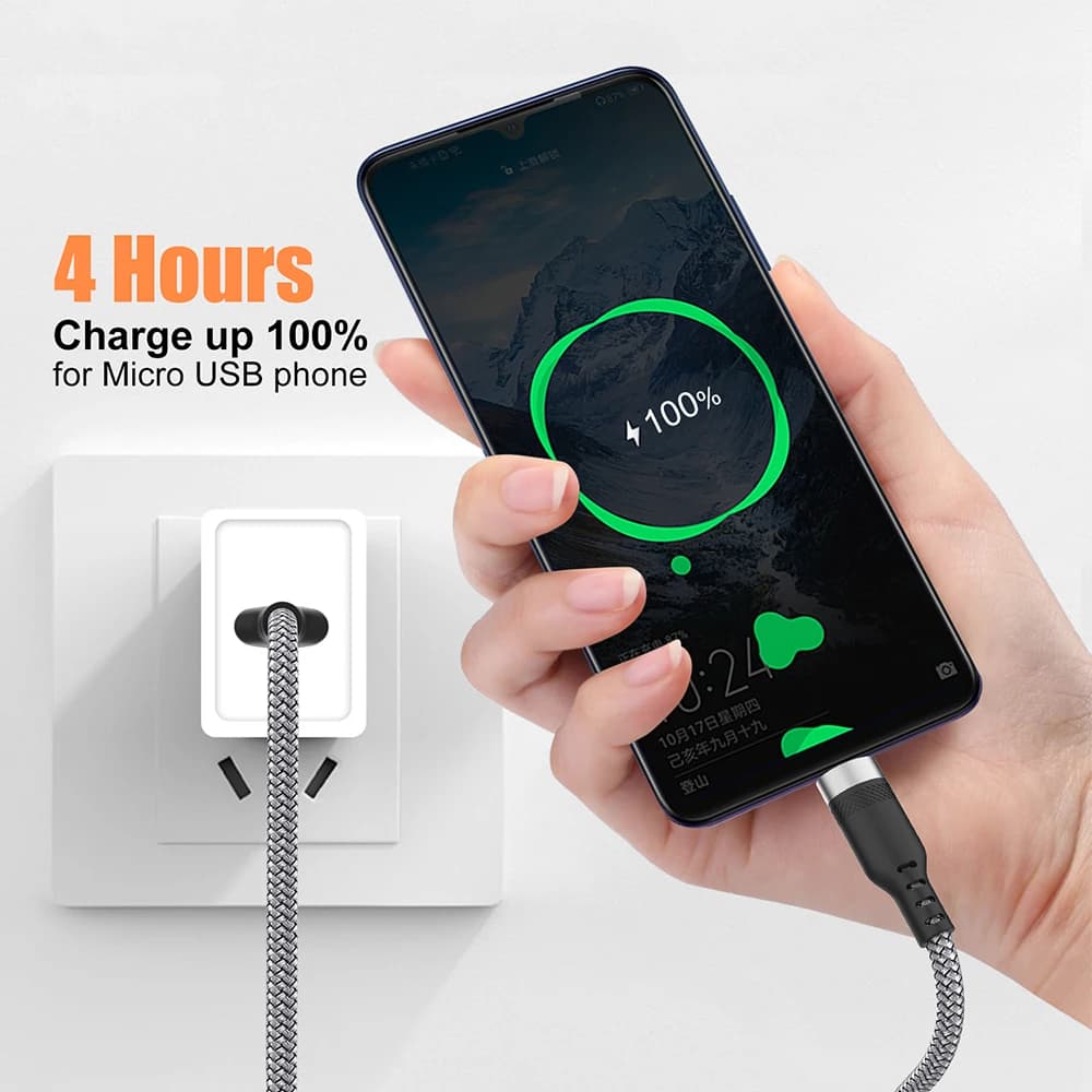 كابل Micro USB بطول 3 أمتار/5 أمتار للشحن السريع كابل شحن أندرويد قابل للتمديد لهواتف Xiaomi Redmi وSamsung وكاميرا VR ومنفذ Micro USB - 5