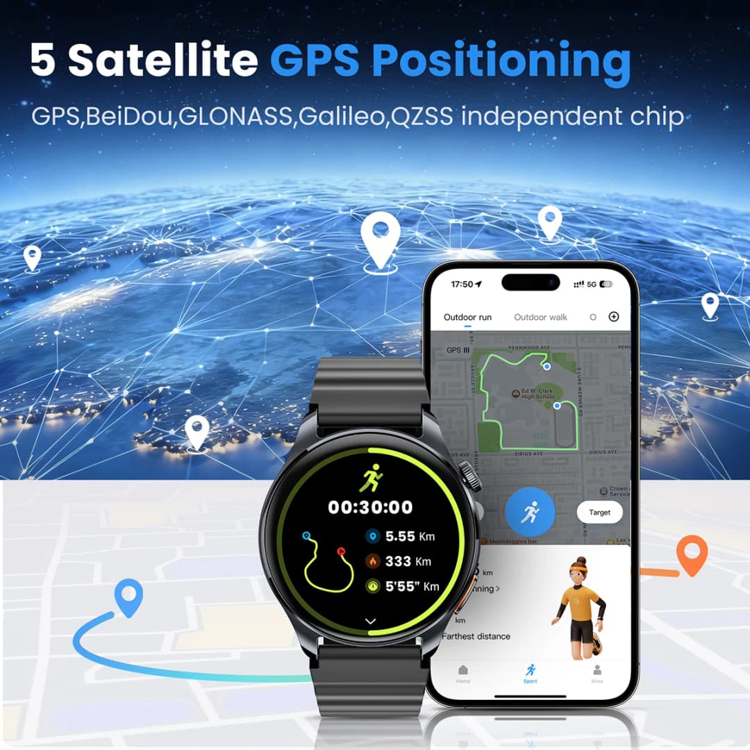 HAYLOU Watch 4S GPS Smartwatch 1.43” HD AMOLED Display 5 Satellite GPS Positioning 120+ Workout Modes Sport Fitness Smart Watch - 2