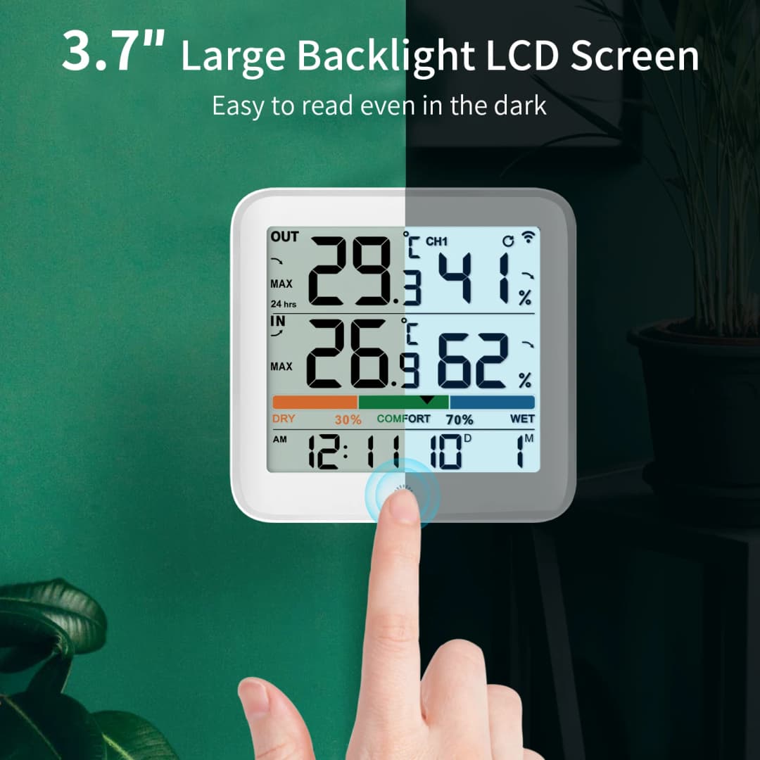Wireless Indoor Outdoor Thermometer Hygrometer Digital Temperature Humidity Monitor With Remote Sensor Home Weather Station - 4