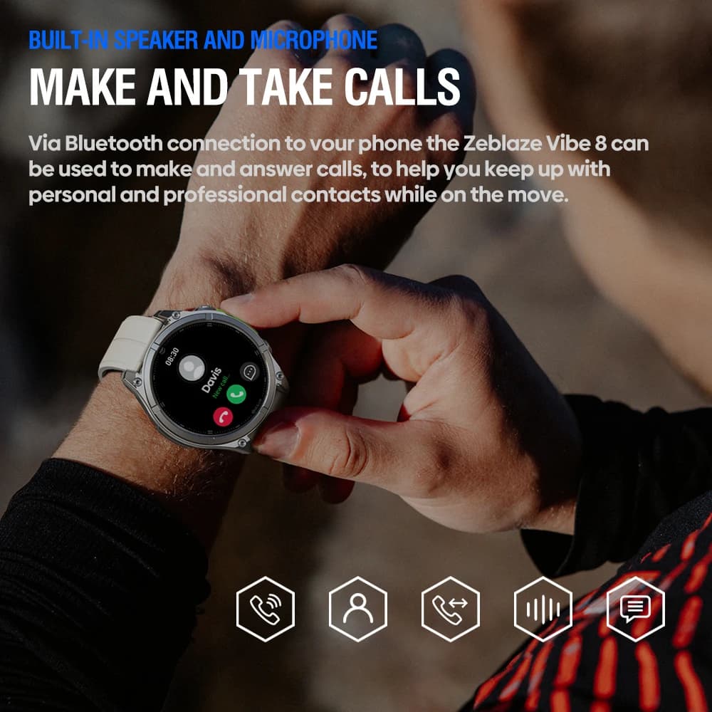 NEW 2025 Zeblaze VIBE 8 Voice Call Smart Watch 1.43" AMOLED Display Heart Rate Blood Pressure Multi-Sport Modes Smart Watch - 4