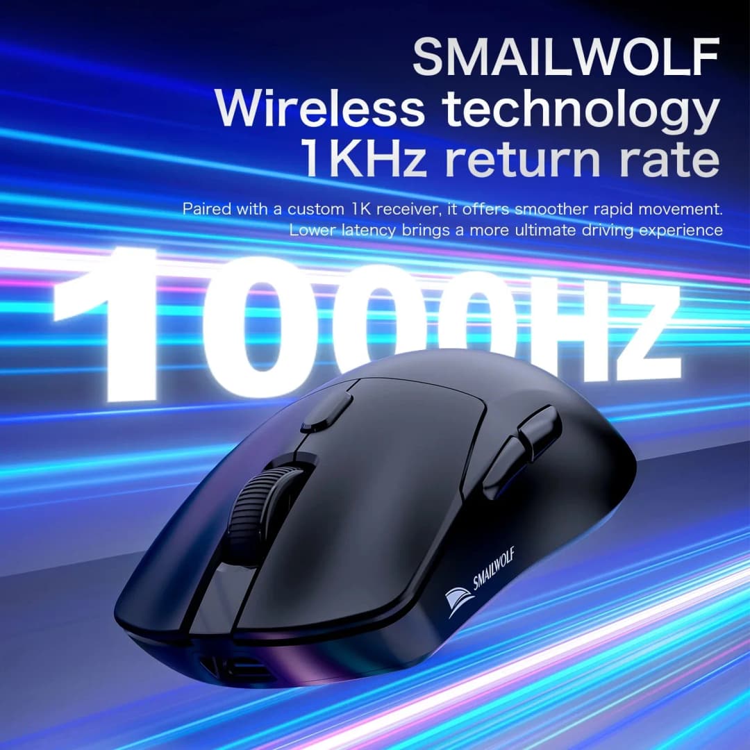 SMAILWOLF M3 Ergonomic Gaming Mouse Tri-Mode PAW3311 Optical Sensor 12000 DPI 1000Hz Lightweight Design for PC Laptop Gamer - 5