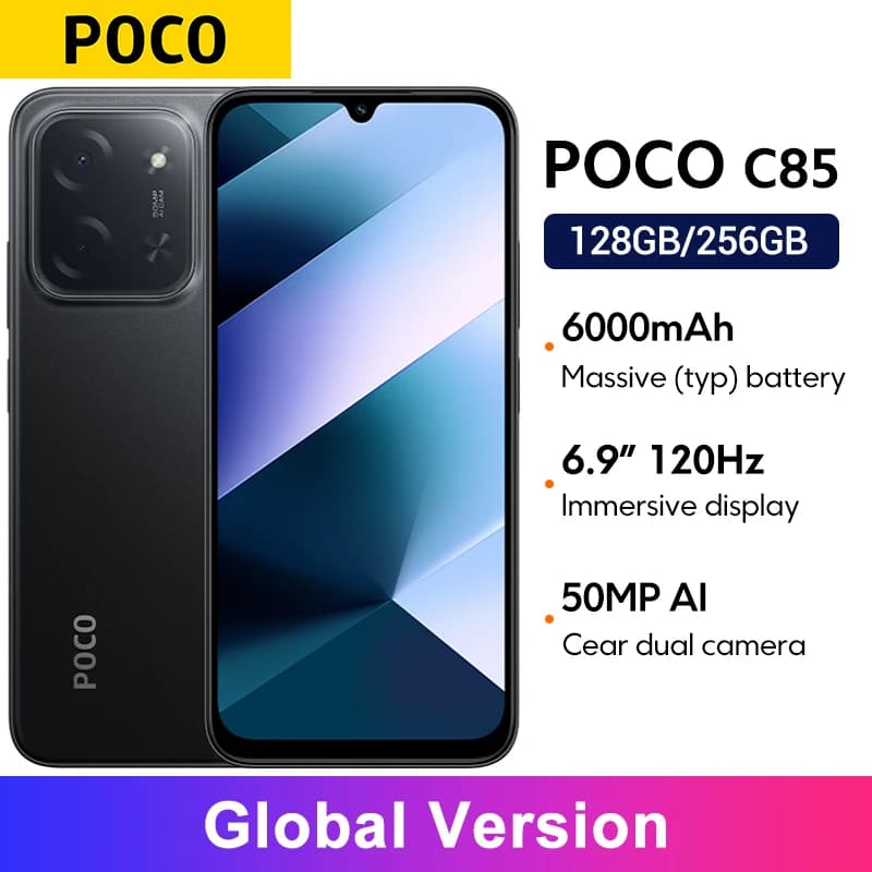 Global Version POCO C85 Smartphone 6.9" Dot Drop display 50MP Camera 6000mAh battery 33W Helio G81-Ultra NFC