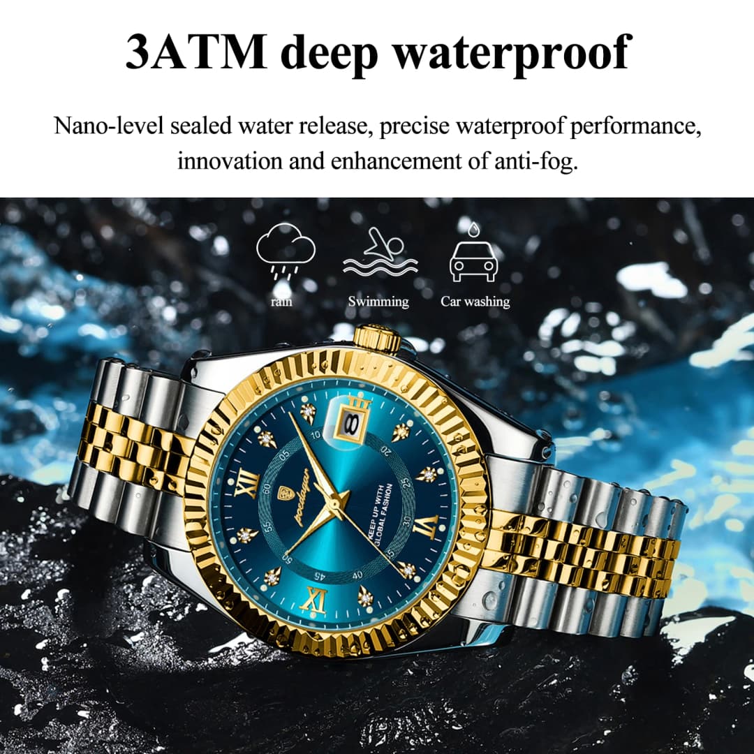 POEDAGAR Top Luxury Men's Watches Stainless Steel Date Quartz Man Clock Waterproof Luminous Business Fashion Watch For Men Reloj - 3