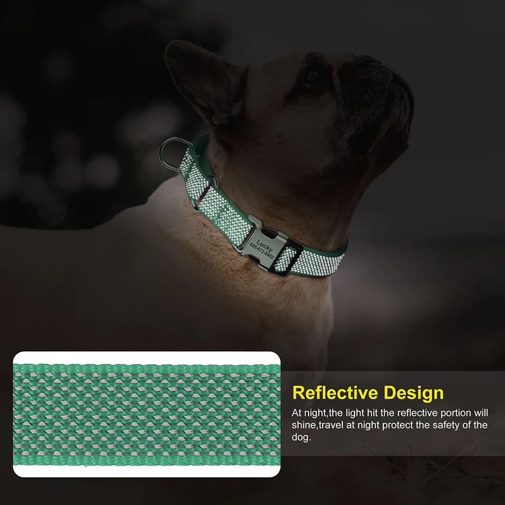 Custom Dog Martingale Collar Nylon Reflective Dog Collars With Engraving Metal Buckle Adjustable For Dogs Prevent Slipping Out - 4