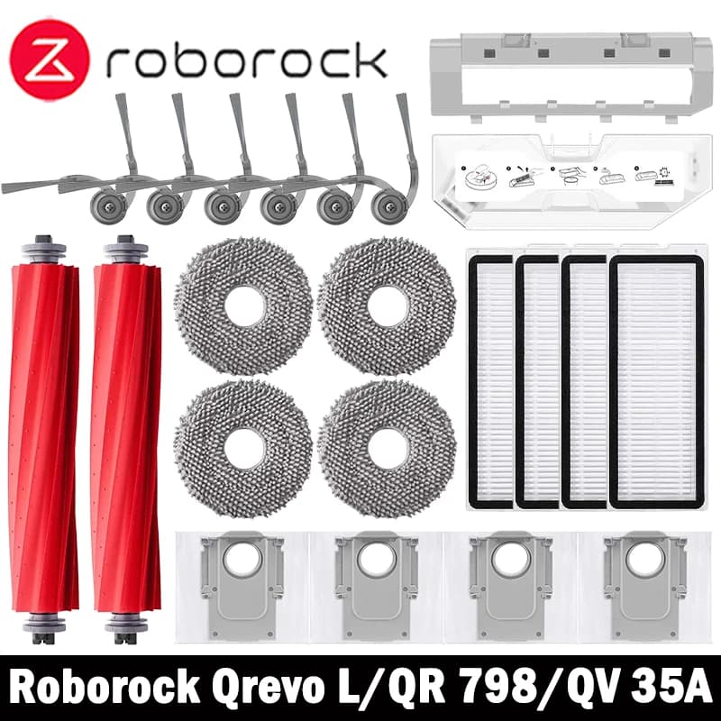 Roborock Qrevo L/QR 798/QV 35A/QR 598 Robot Vacuums Cleaner Accessory Dust Bag Main Side Brush Hepa Filter Mop Cloths Spare