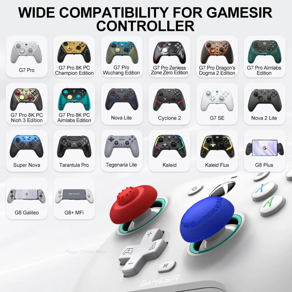 أغطية عصا تحكم GameSir لـ G7 PRO Cyclone 2 Kaleid Flux G7 SE G8 Plus Nova 2 Lite أغطية إبهام سيليكون ملونة لأجهزة التحكم - 2