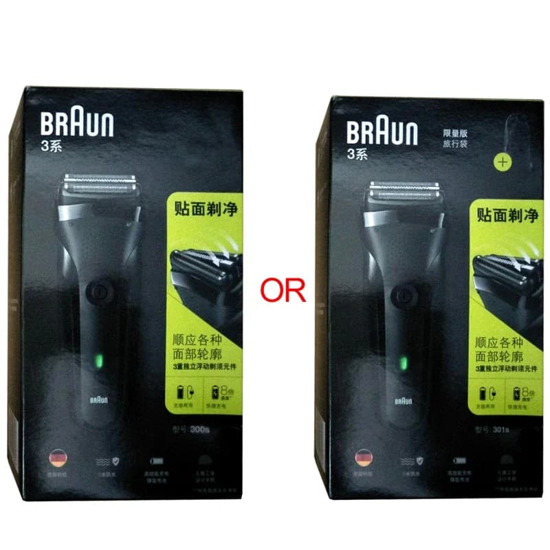 Braun 301S Men's Electric Shaver 3 Floating Head Safety Shaving Rechargeable Waterproof Electric Foil Razor Series 3 Black - 6
