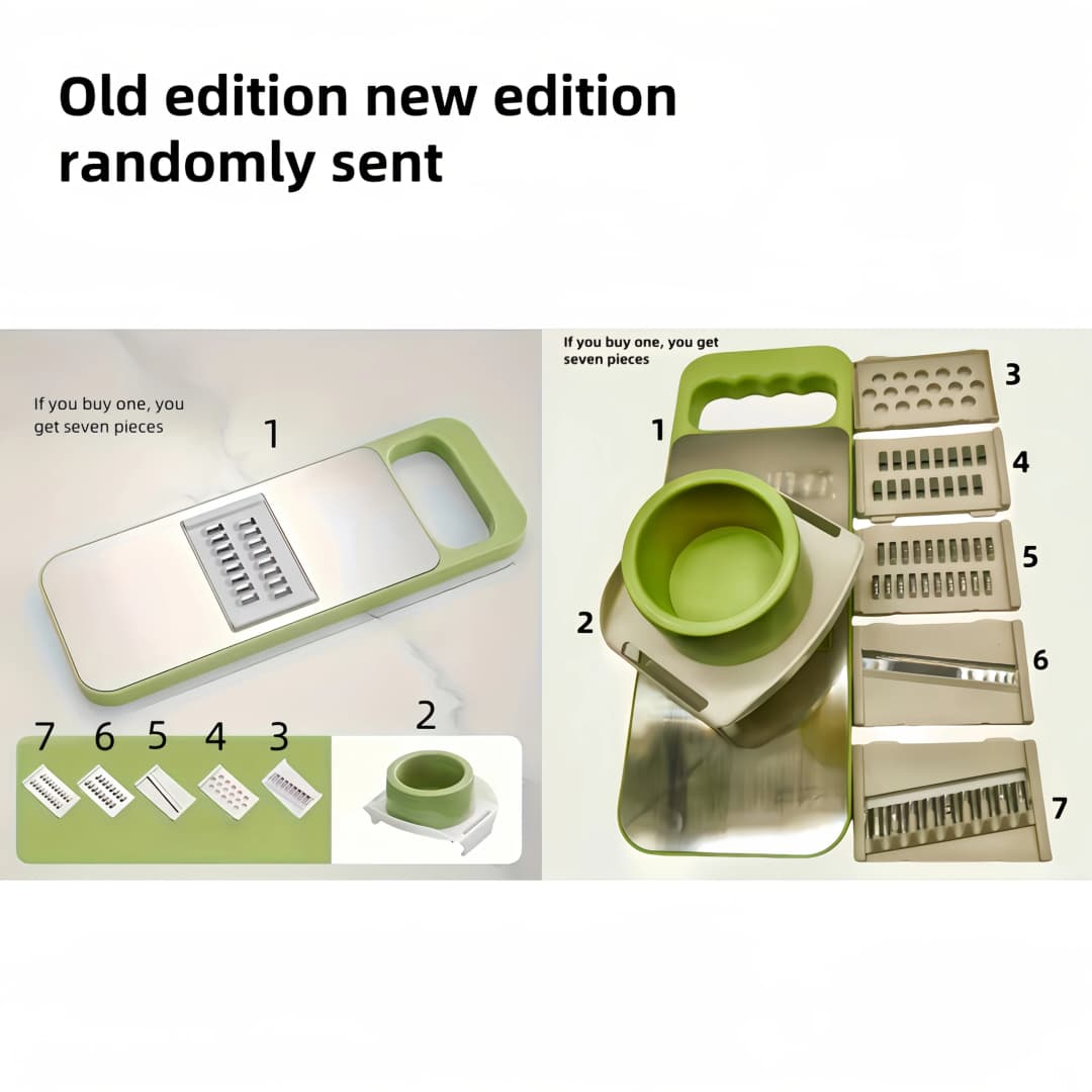 7pcs/set Multifunctional Vegetable Slicer and Grater Set - Interchangeable Blades Manual Kitchen Tool Kit - for Potatoes - 6