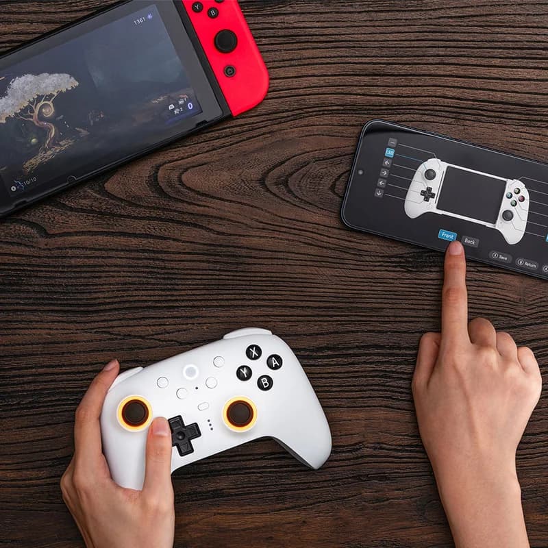 8BitDo Ultimate 2 وحدة تحكم ألعاب بلوتوث لسويتش 2،1& كمبيوتر Windows بعصي تحكم TMR، زناد قابل للتبديل، تحكم بالحركة - 5