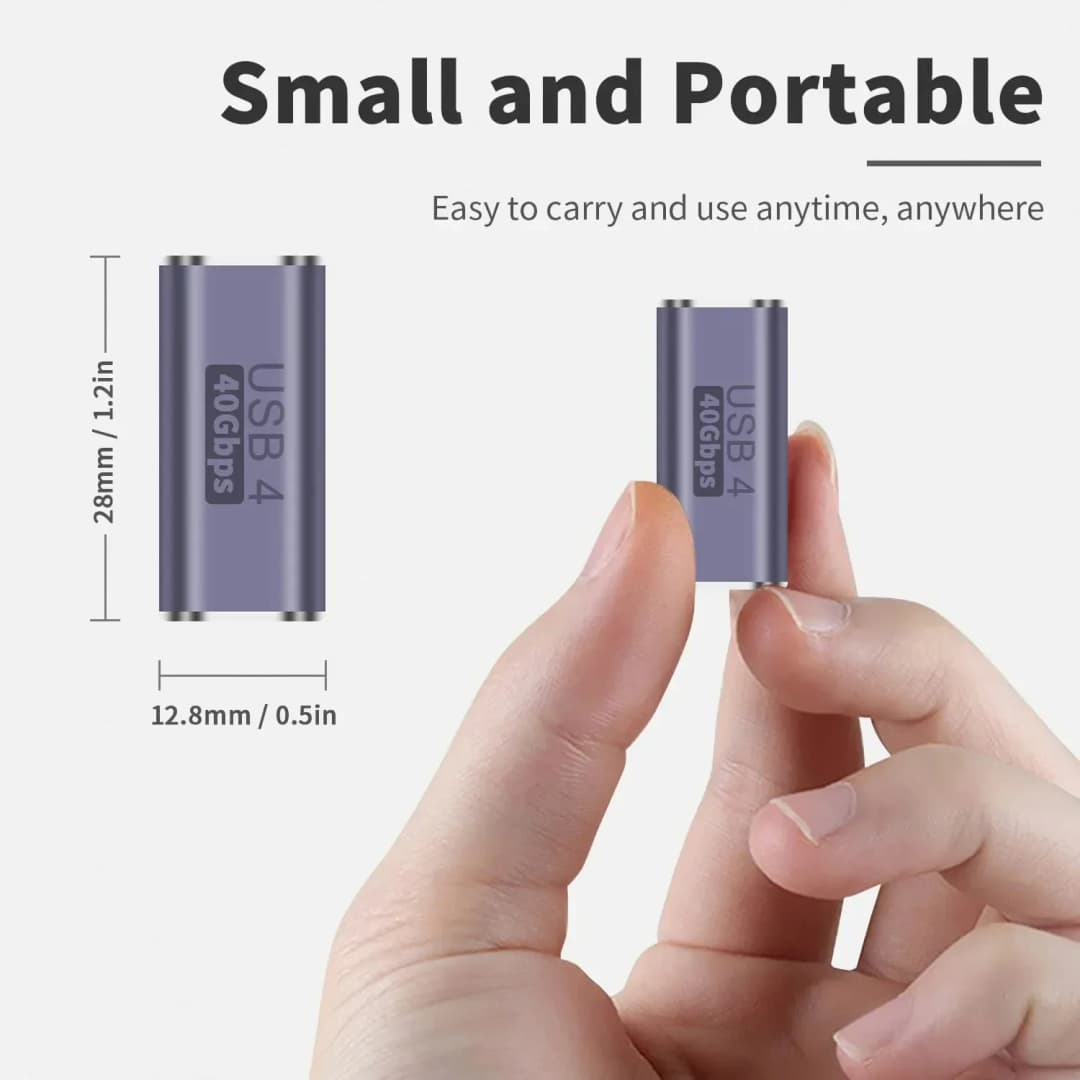 محول USB C أنثى إلى أنثى، ممدد، يدعم فيديو 8K، شحن سريع 100W، متوافق مع USB4، ثندر بولت 4، 40Gbps، OTG - 5