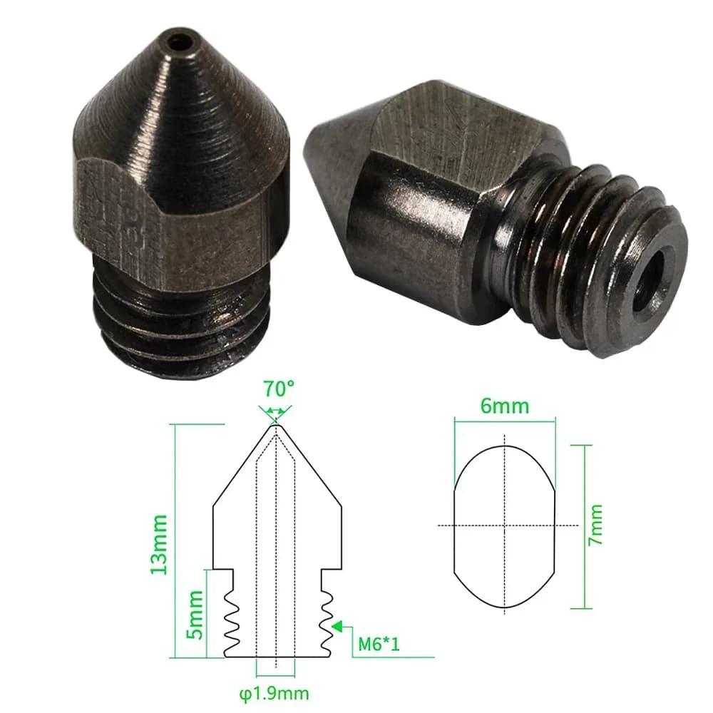 Creality MK8 Hardened Steel Nozzle 0.4mm, High Temp & Wear Resistant for Ender 3/3 Pro/S1 & CR-10 Series 3D Printer Nozzle - 5