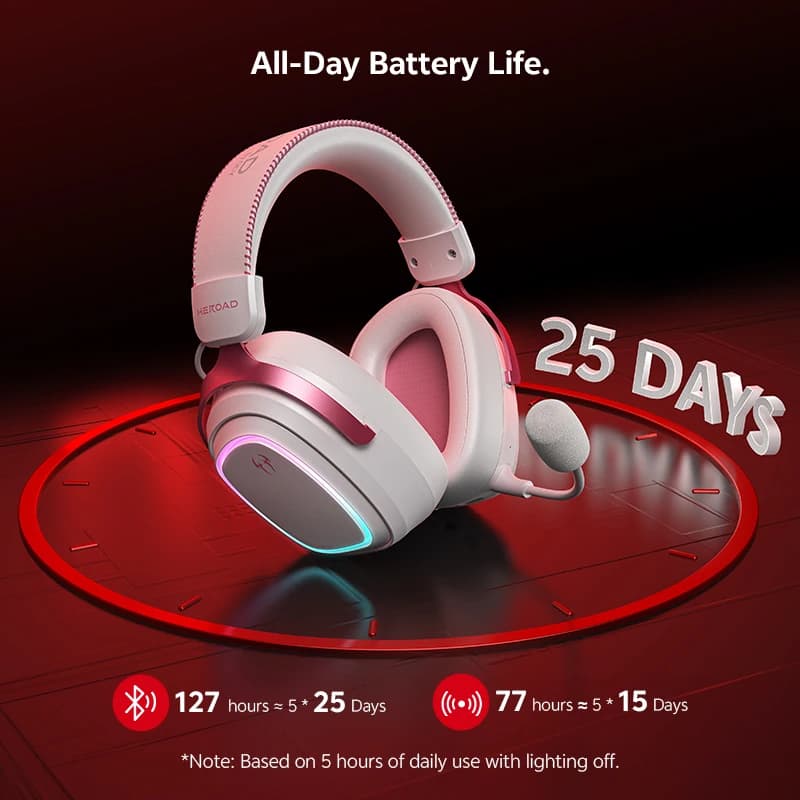 سماعات رأس للألعاب QCY Heroad GT2 H5GMA صوت محيطي THX+7.1.4 وضع ثلاثي RGB 3 ميكروفونات ENC سماعات أذن للكمبيوتر/PS5 - 5