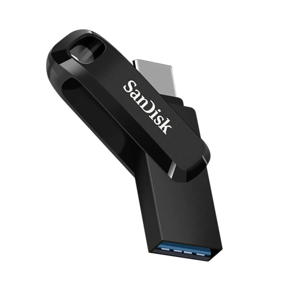 محرك أقراص فلاش سان ديسك 2 في 1، منافذ USB Type-C وType-A، سعات 64 جيجابايت و128 جيجابايت و256 جيجابايت و512 جيجابايت، Ultra Dual Drive Go