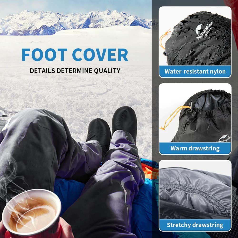 جوارب Naturehike من ريش الإوز مقاومة للماء والرياح، غطاء حراري للقدمين في الشتاء، خفيفة الوزن ومناسبة للجنسين - 2