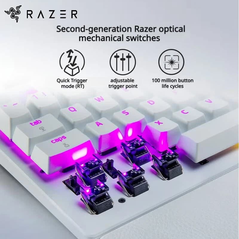 لوحة المفاتيح الميكانيكية Razer Huntsman V3 Pro TKL - مفاتيح تناظرية بتقنية Optical Switch، 87 مفتاح، إضاءة RGB - 2