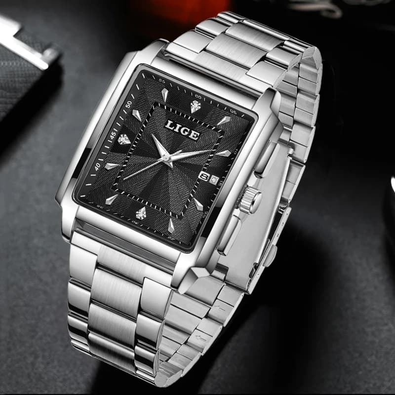 Relogio Masculino LIGE Fashion Military Watch Men Square Mens Watches Top Brand Luxury Waterproof Quartz Chronograph Wristwatch - 4