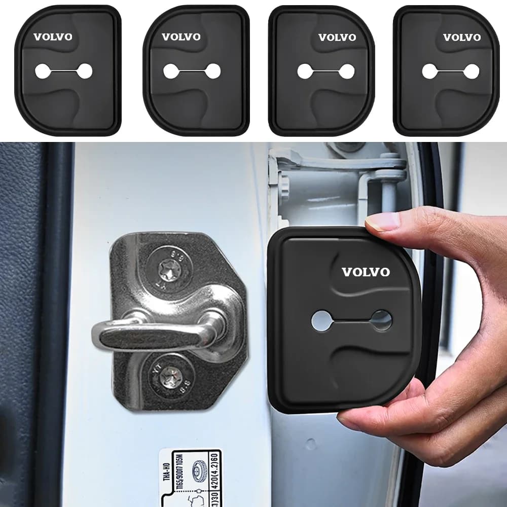 غطاء قفل باب سيارة من السيليكون مع ممتص صدمات لسيارات فولفو XC90 V90 V60 XC60 V40 EC40 EX40 S80 S60 S90 C40 XC40 V70