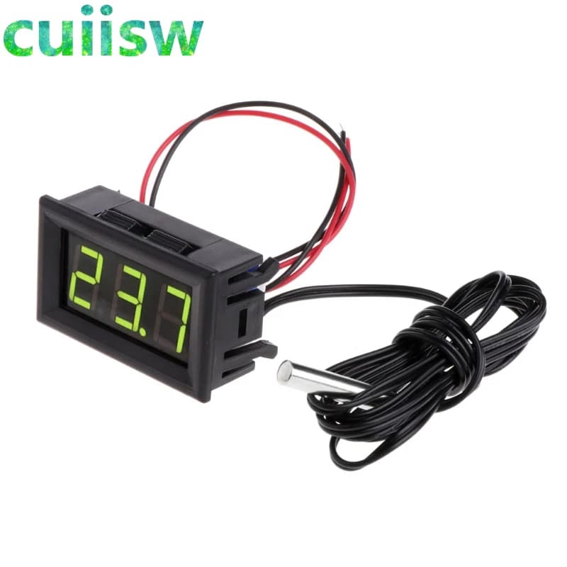 مقياس درجة حرارة رقمي صغير LED للسيارة يعمل على 12V مع نطاق قياس -50 إلى 110 درجة مئوية ومسبار حرارة - 4