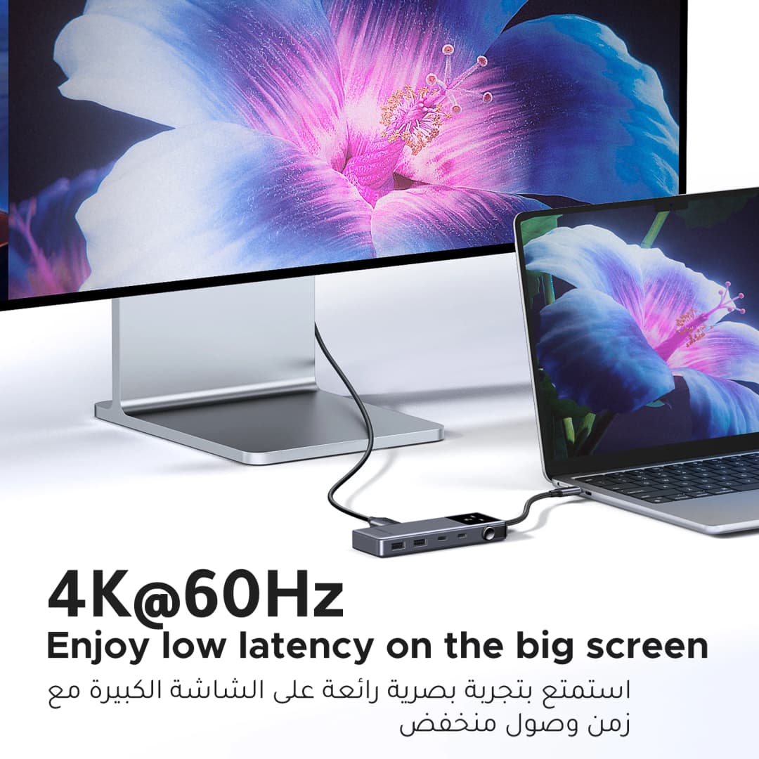 محول UGREEN Uno USB C HUB 6 في 1، دقة 4K60Hz، PD100W، سرعة 10 جيجابت/ثانية، لمحطات العمل واللاب توب Macbook Pro وAir - 2