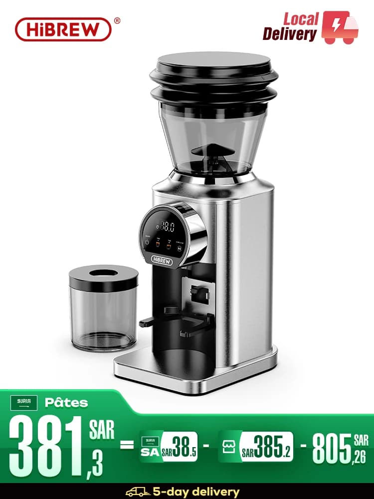 HiBREW G3 Plus مطحنة قهوة كهربائية بأسطوانة مخروطية 48 ملم مدمجة ومحمولة مطحنة حبوب قهوة للمطبخ للإسبريسو والقهوة التركية