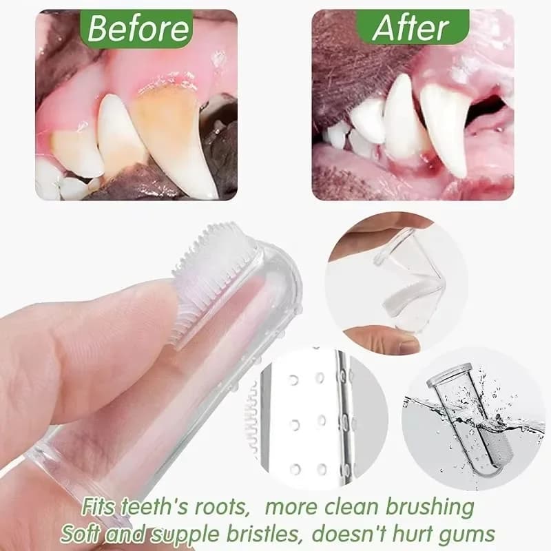Super Soft Pet Finger Toothbrush Teddy Dog Brush Bad Breath Tartar Teeth Care Tool Dog Cat Cleaning Silicagel Pet Supplies - 5