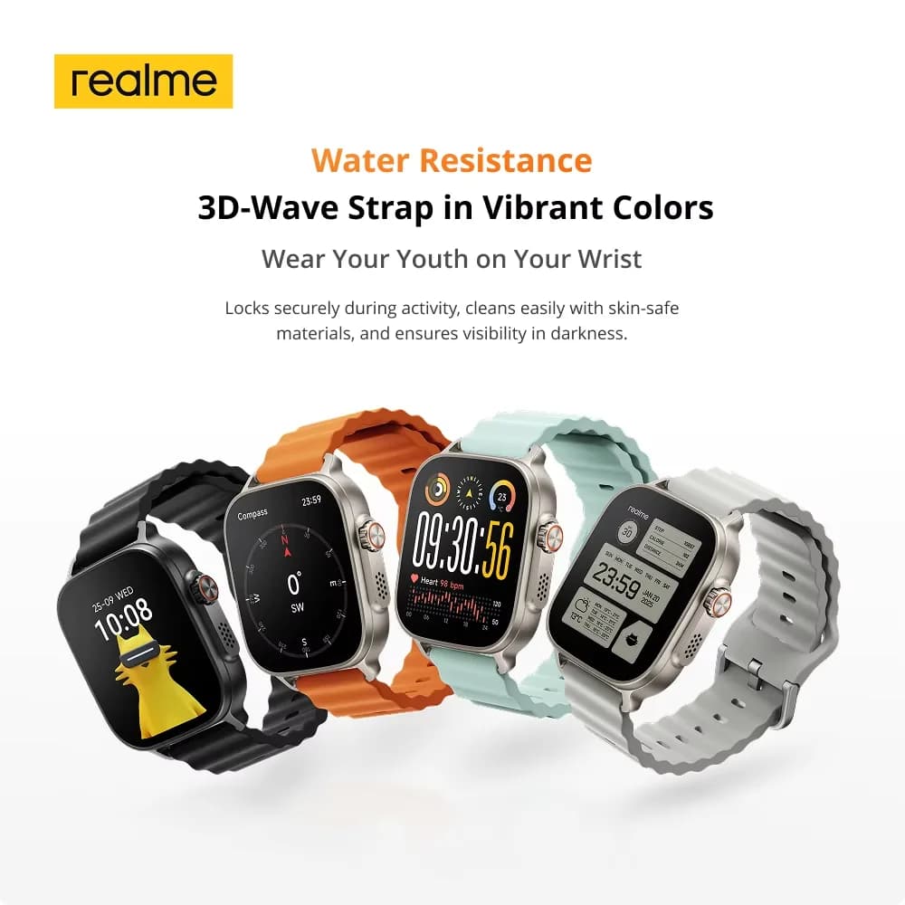 إصدار عالمي realme watch 5 شاشة 1.97 بوصة 600nits AMOLED بطارية 460mAh تدوم حتى 14 يومًا 300+ ثيم دعم GPS GNSS مقاوم للماء IP68 - 5