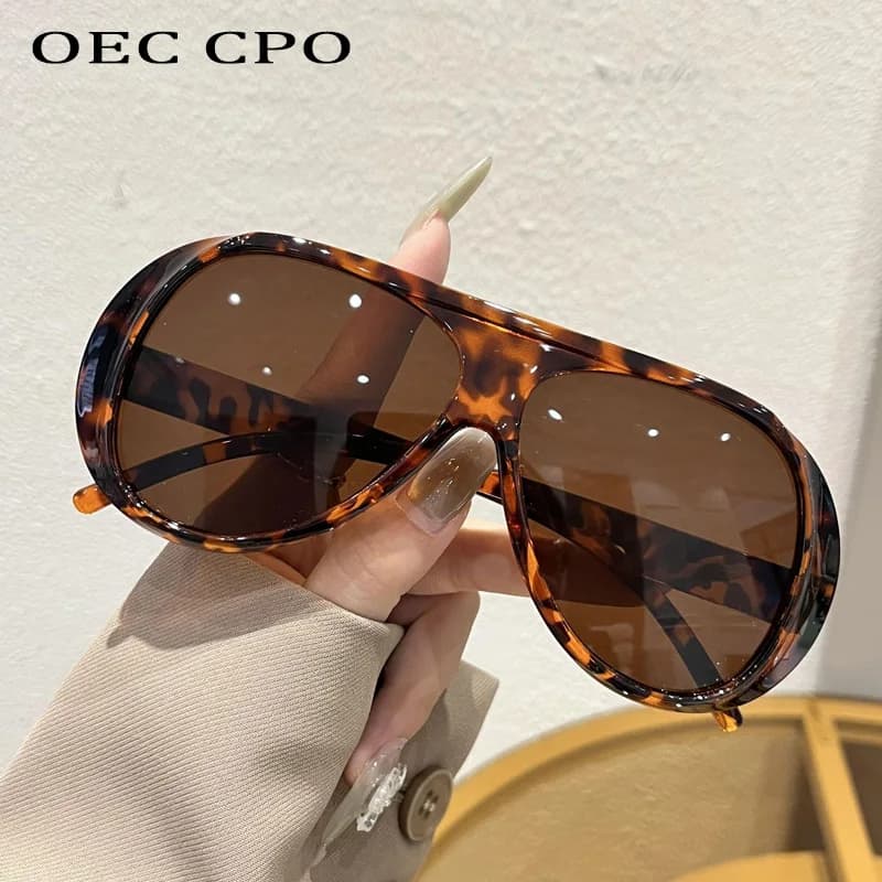 نظارات شمسية نسائية من OEC CPO بإطار كبير مزدوج الجسور طراز الطيار UV400 نظارات شمسية كلاسيكية برتقالية صفراء - 6