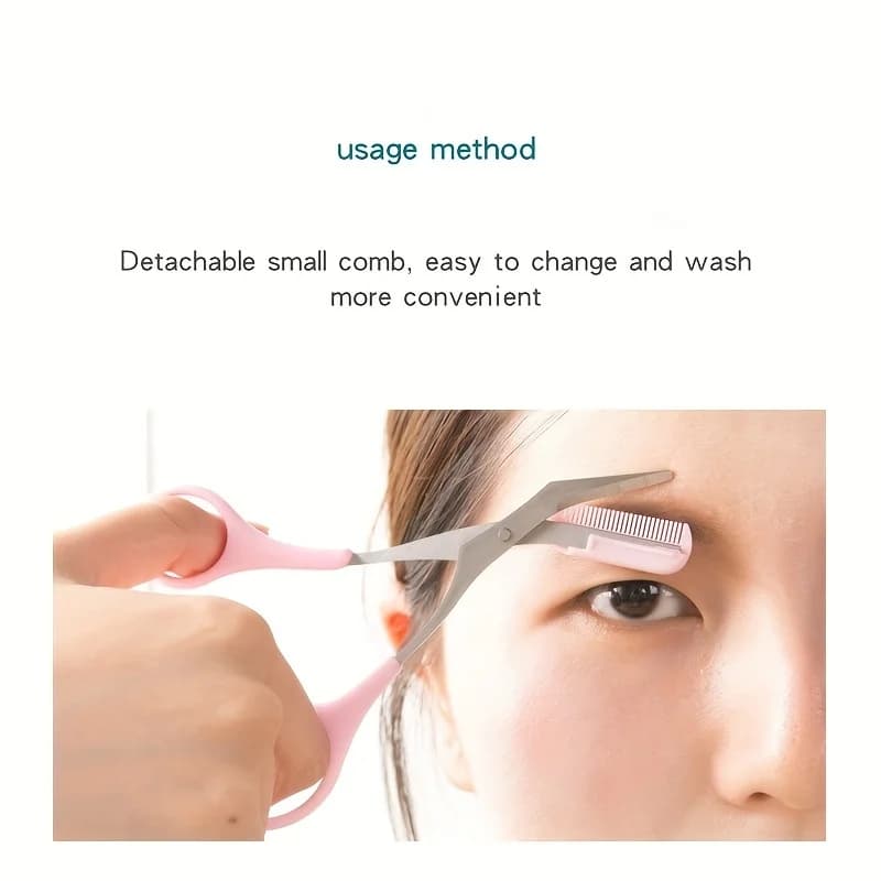 Stainless Steel Eyebrow Trimming Scissors With Comb, Safe Eyebrow Trimming Makeup Tool, Precise Creation Of Perfect Eyebrow Shap - 4