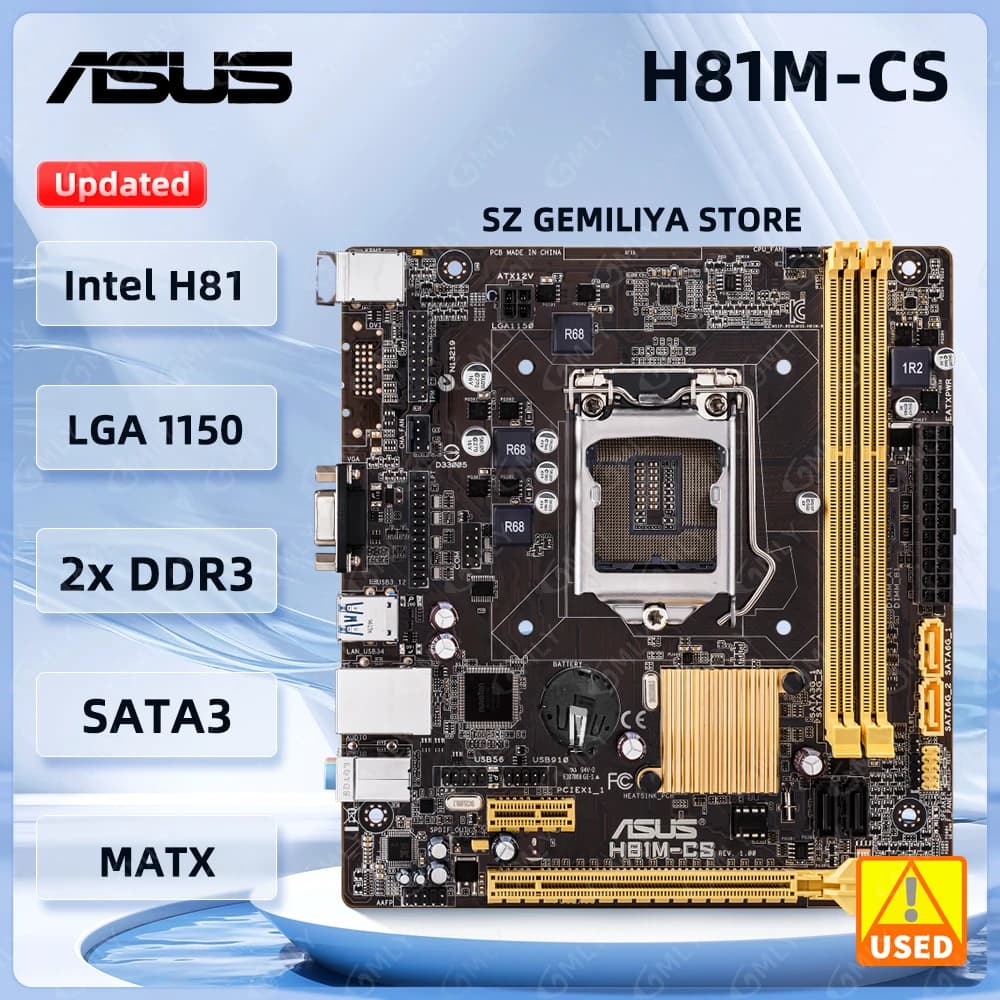لوحة أم ASUS H81M-CS مع دعم لمعالجات Core i5-4690 و i3-4130