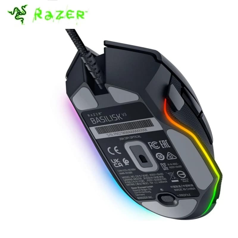 ماوس ألعاب Razer Basilisk V3 سلكي أصلي بدقة 26000 DPI وحساس بصري وإضاءة RGB لأجهزة الكمبيوتر واللاب توب