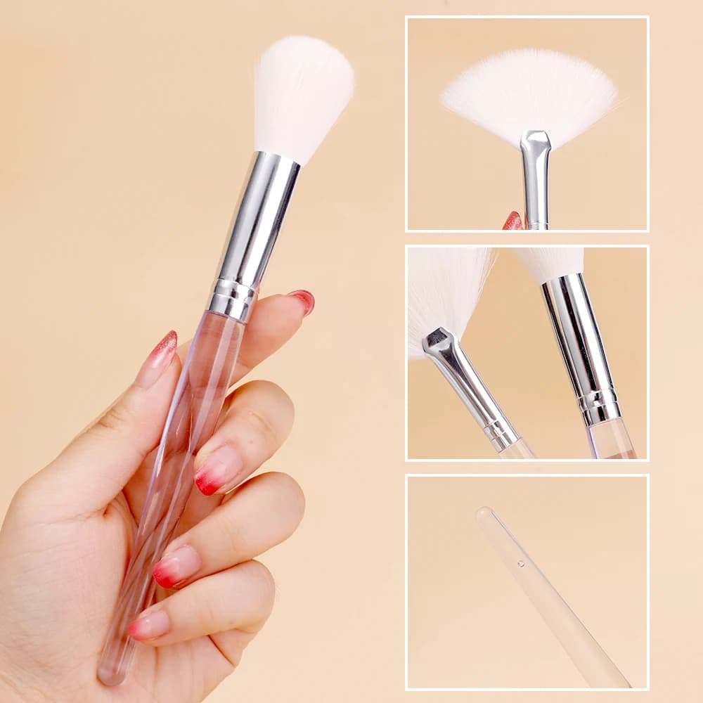 1Pc DIY Face Mask Fan Brush Transparent Handle Facial Soft Applicator Foaming Brush for Clay Masks Body Lotion for Beauty Salon - 5