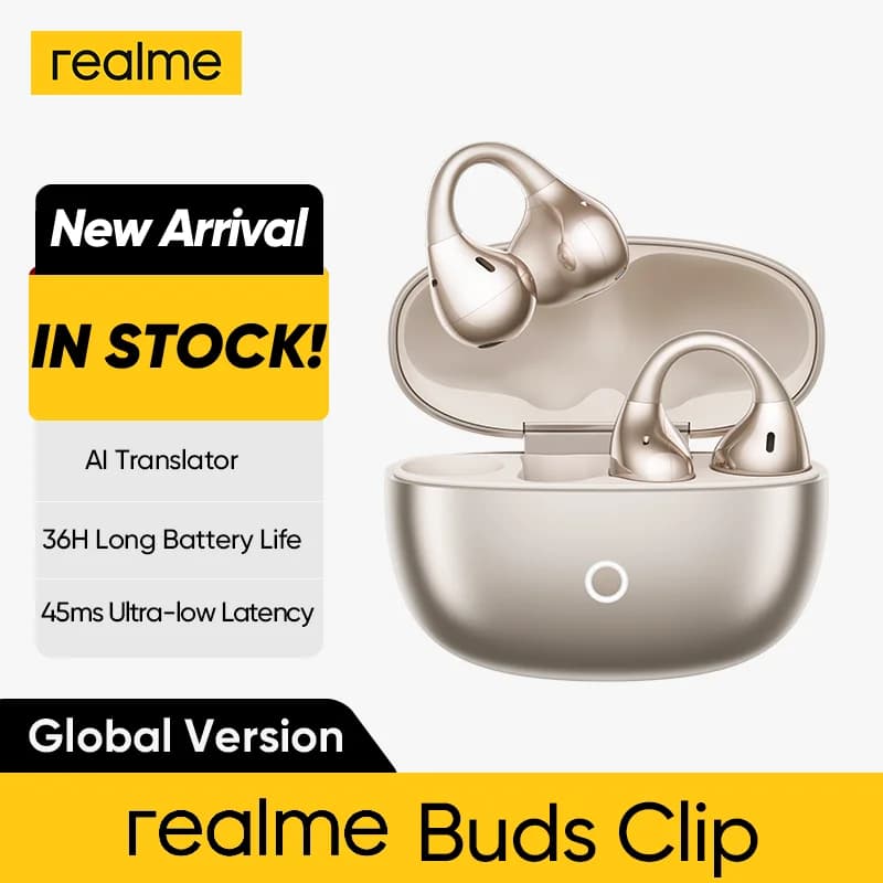  realme Buds Clip OWS Ear Clip Headphones AI ENC Call Noise Cancellation AI Translator Up to 36H Batter Life IP55 Bluetooth 5.4