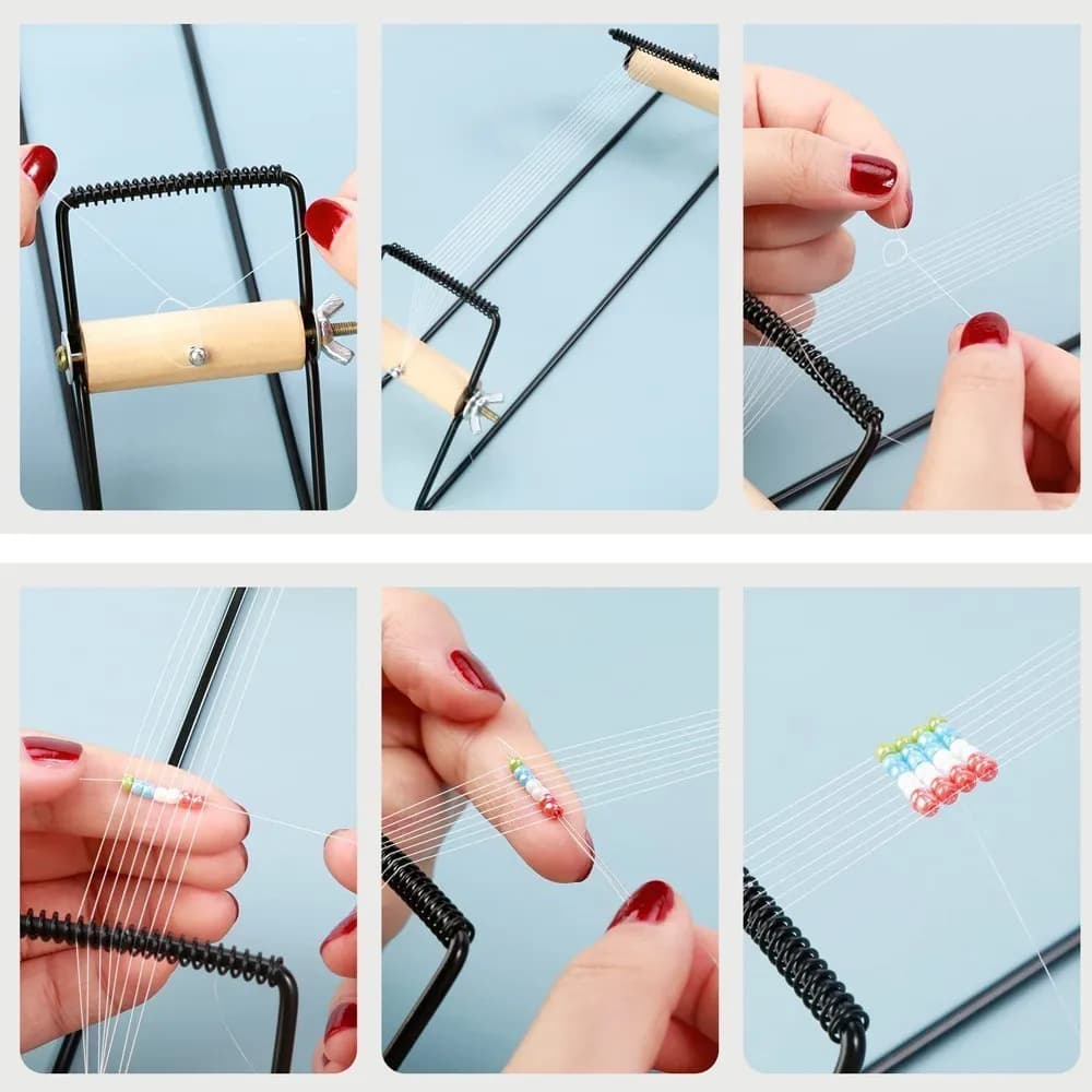 النسيج الديكور تلوح في الأفق سهلة الاستخدام DIY بها بنفسك أداة مع شريط مرن سحر التشيكية الزجاج الخرز إبرة ل سوار قلادة مجوهرات Makinng - 5