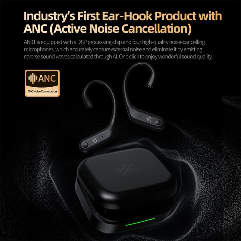 KZ AN01 كابل ترقية لاسلكي هوك أذن ANC إلغاء الضوضاء بلوتوث متوافق 5.4 C-Pin LDAC فك ترميز صوت عالي الدقة متوافق - 3