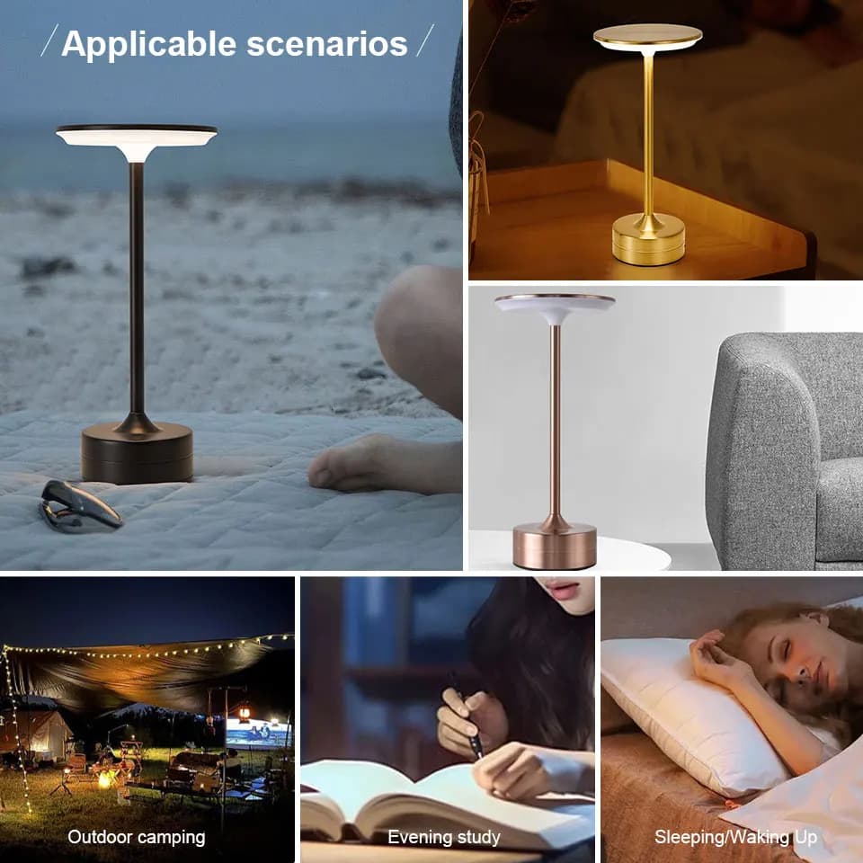 LED Table Lamp Touch Sensor Night Light USB Rechargeable Portable Bedroom Night Light Wireless Reading Lamp Restaurant Hotel Bar - 6