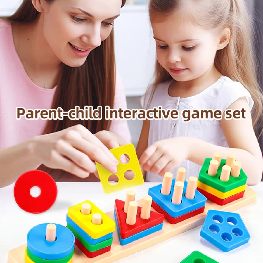 1set - Early Education Equipment Geometric Set Columns, Infant and Child Intelligence Assembly Building Blocks Boy/Girl Toys - 4