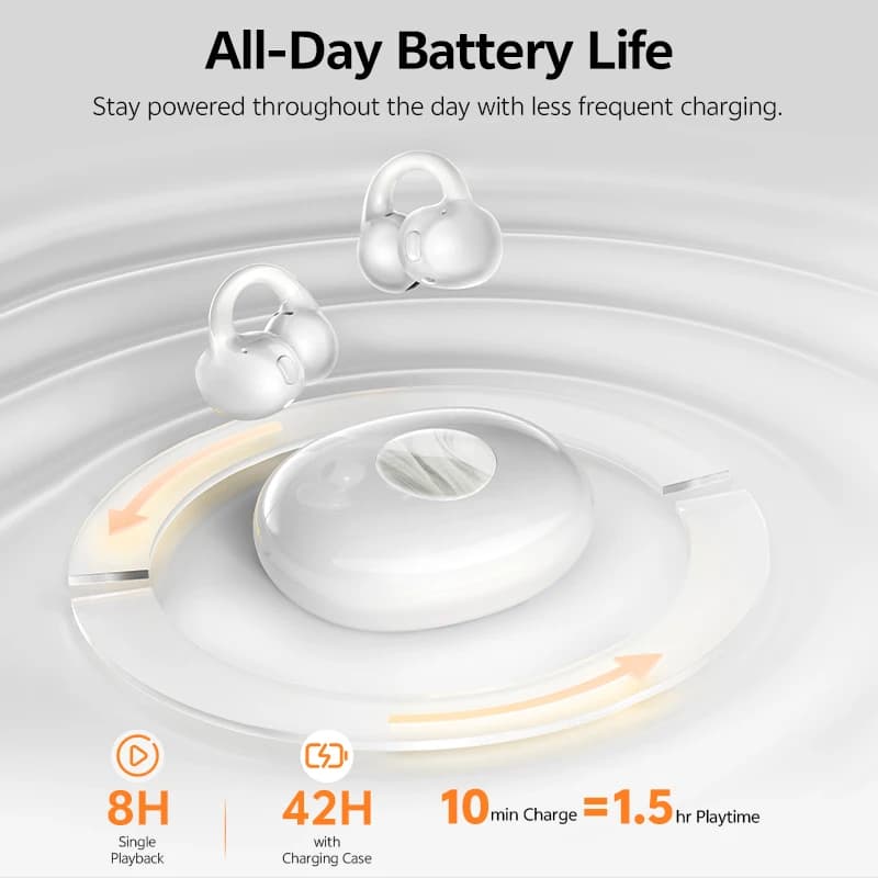 سماعات QCY C50i اللاسلكية، بلوتوث 6.0، تصميم مفتوح للأذن، جودة صوت عالية الدقة LDAC، 4 ميكروفونات، عمر بطارية حتى 42 ساعة - 6