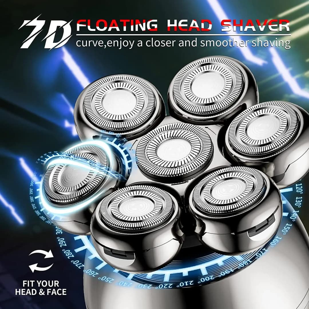 Tinsol 7D Floating Cutter Electric Shaver Head Base Charging Portable Men Beard Trimmer Clipper Skull Shaver Waterproof Shaving - 2