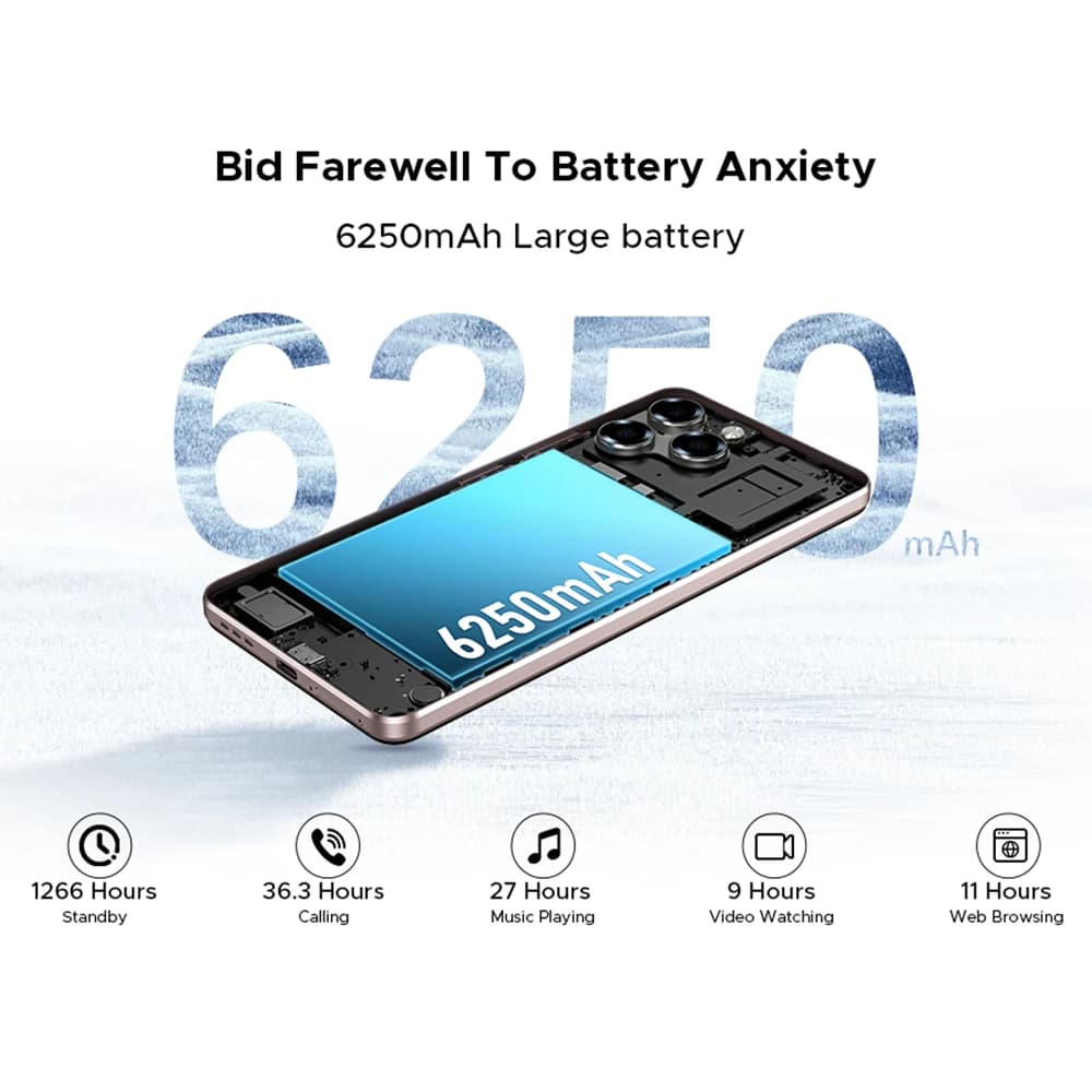 Global Version DOOGEE Note58 Pro Smartphone 6.75" HD+ Display 8GB+256GB 6250mAh Large battery Android 15 NFC Cellphone - 5
