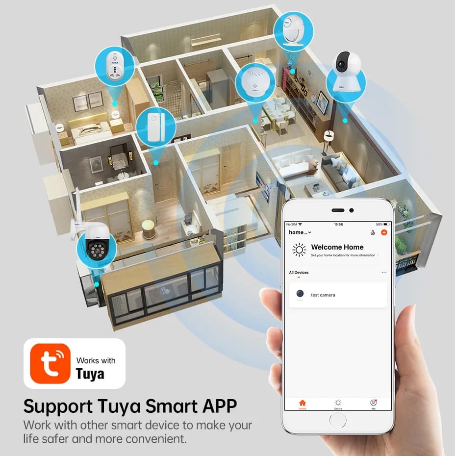 كاميرا KERUI للحيوانات الأليفة بتقنية WiFi IP، أمان منزلي للكلاب والقطط، Tuya الذكية بدقة 4K و8 ميجابكسل، فيديو عالي الدقة، رؤية ليلية، مراقبة بتنبيهات الذكاء الاصطناعي، كاميرا صغيرة - 6