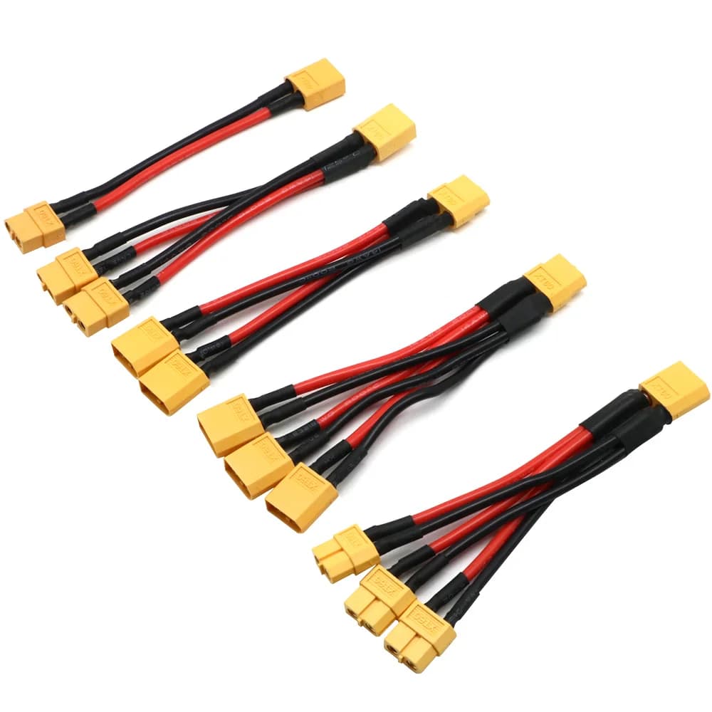 XT60 موصل البطارية المتوازي كابل ذكر/أنثى تمديد مزدوج Y الفاصل/ 3-Way 14AWG سلك السيليكون لمحرك بطارية RC