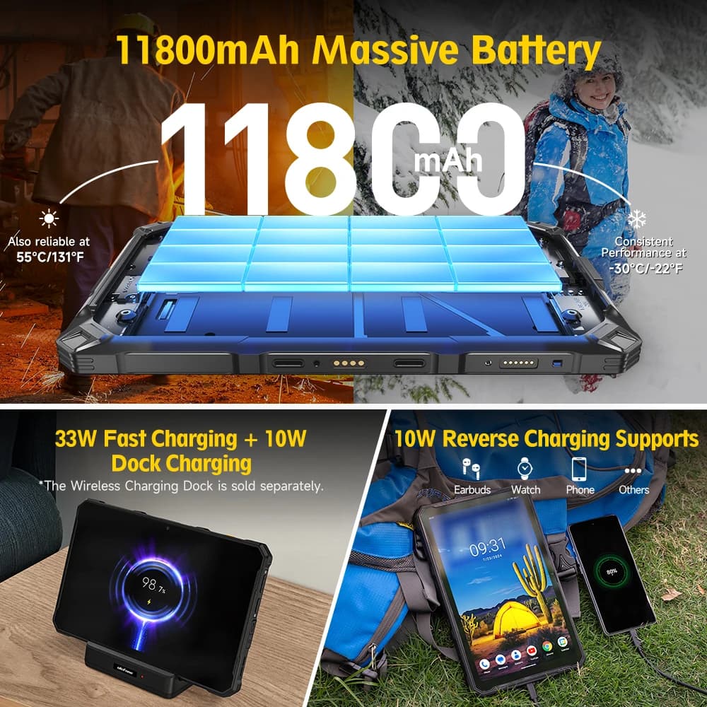 جهاز لوحي Ulefone Armor Pad 4 Ultra 5G متين: تصوير حراري، شاشة 10.36" 2K، حتى 16GB RAM و256GB ROM، أندرويد، بطارية 11800mAh - 4