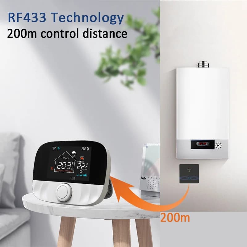 منظم حرارة Tuya WiFi مستقبل لاسلكي RF وحدة تحكم عن بعد في درجة الحرارة الذكية يعمل مع Alexa Google Home لغلاية الماء والغاز - 2