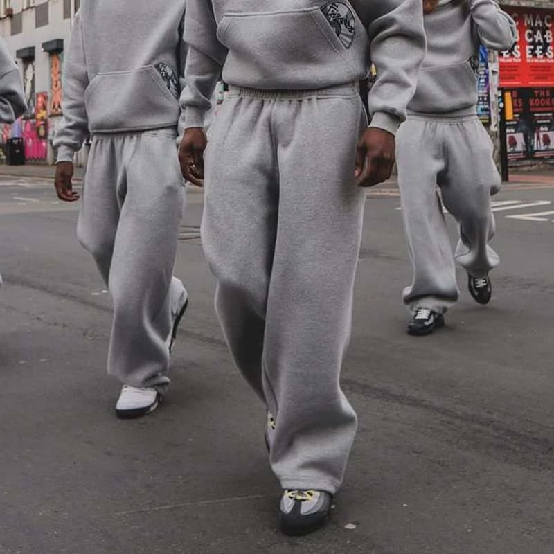 من المألوف نمط الشارع المطرزة Sweatpants الخريف الشتاء عارضة السراويل تنوعا شخصية زوجين عموم - 2