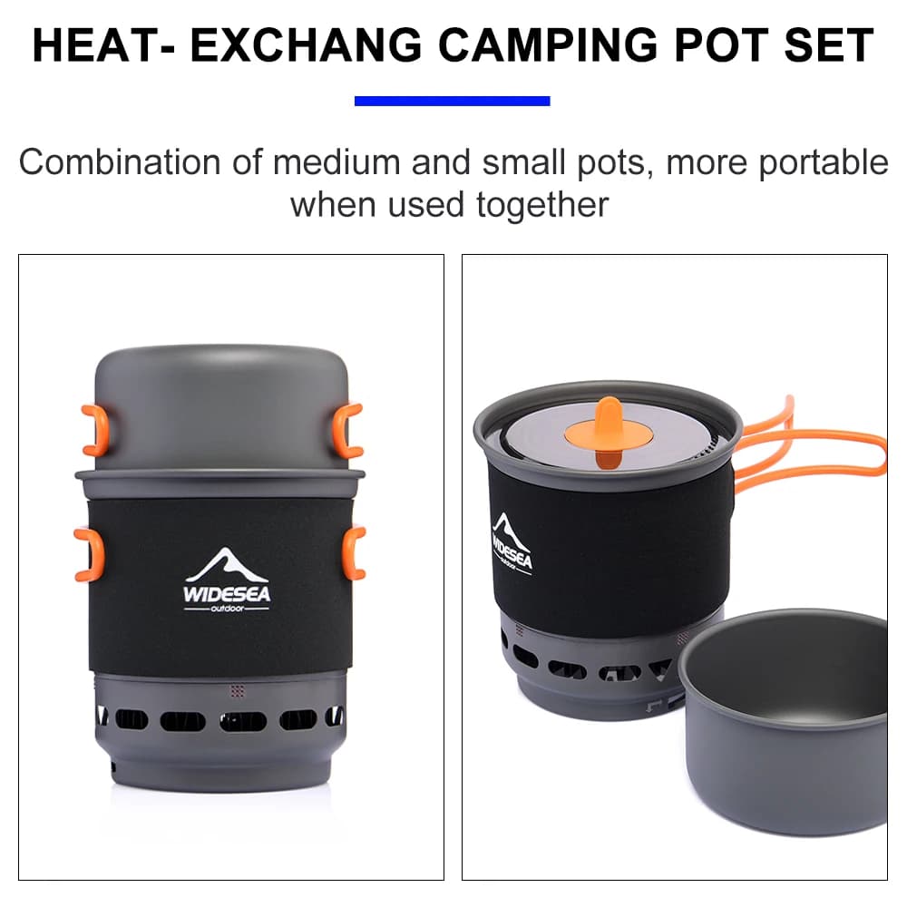 Widesea Camping Cooking System with Heat Exchanger Outdoor Gas Burner Stove Tourist Pot Set Cup Tableware Cookware Tourism Hike - 4