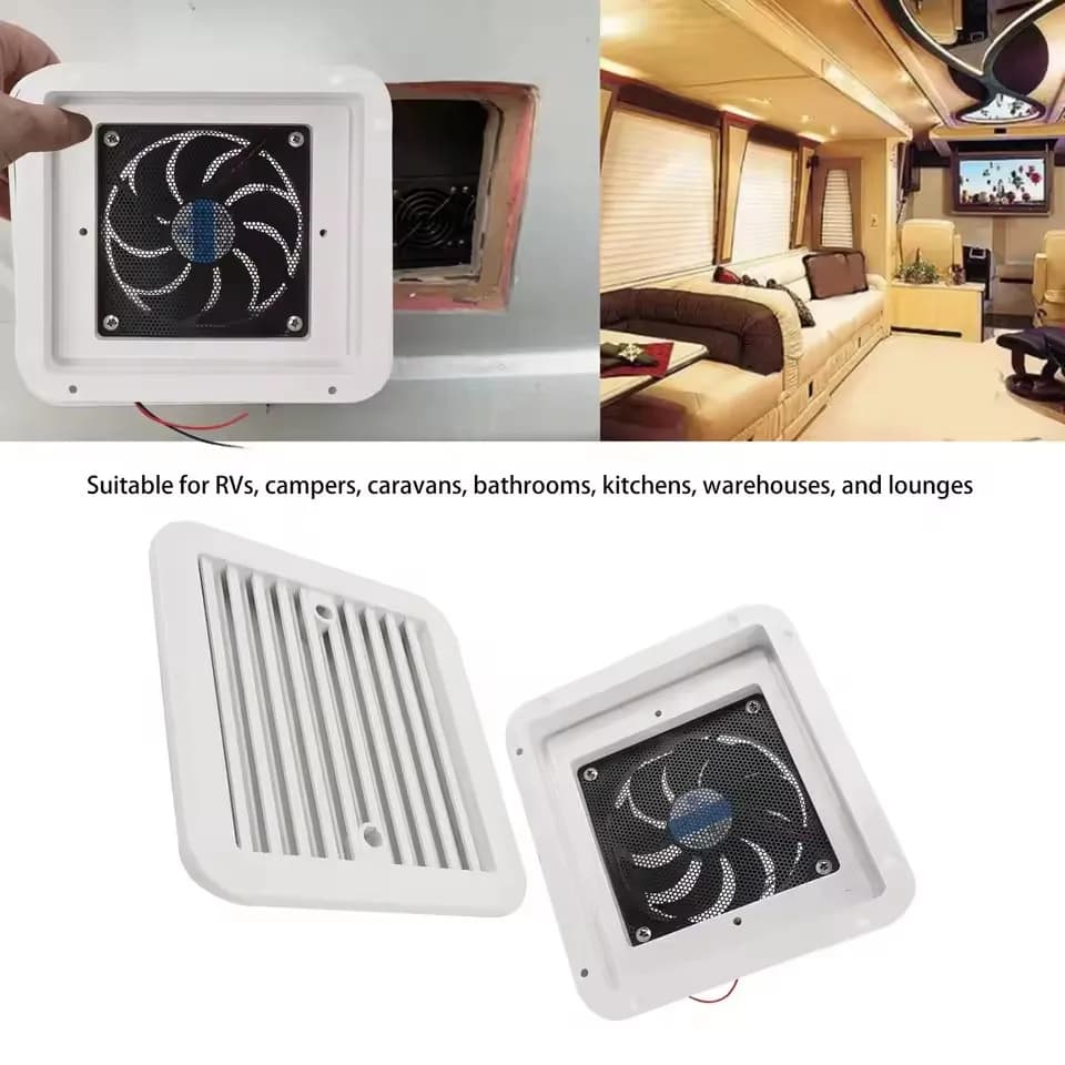 12V/24V Strong Low Noise Wind RV Vent with Fan Side Air Exhaust for Trailer Caravan Camper Automobile Waterproof Outlet - 3