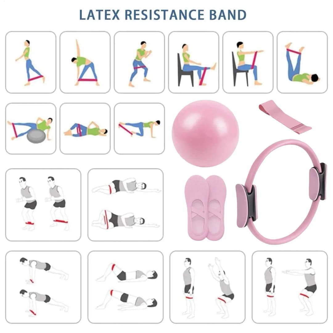 NEW Pilates Ball And Ring Set Pilates Fitness Ring Resistance Band Exercise Workout Fitness Equipment For Pregnancy Postpartum - 2