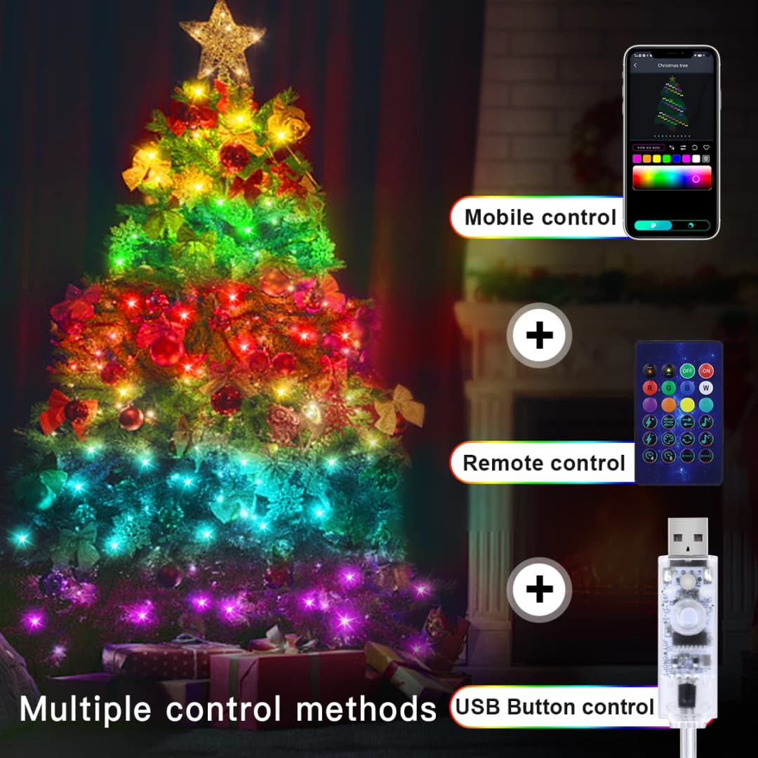 سلسلة إضاءة LED بطول 40 متر RGB ذكية للخارج مع خط جلدي IP65 ومصباح موسيقي بلوتوث لإضاءة الحفلات والعطلات - 2