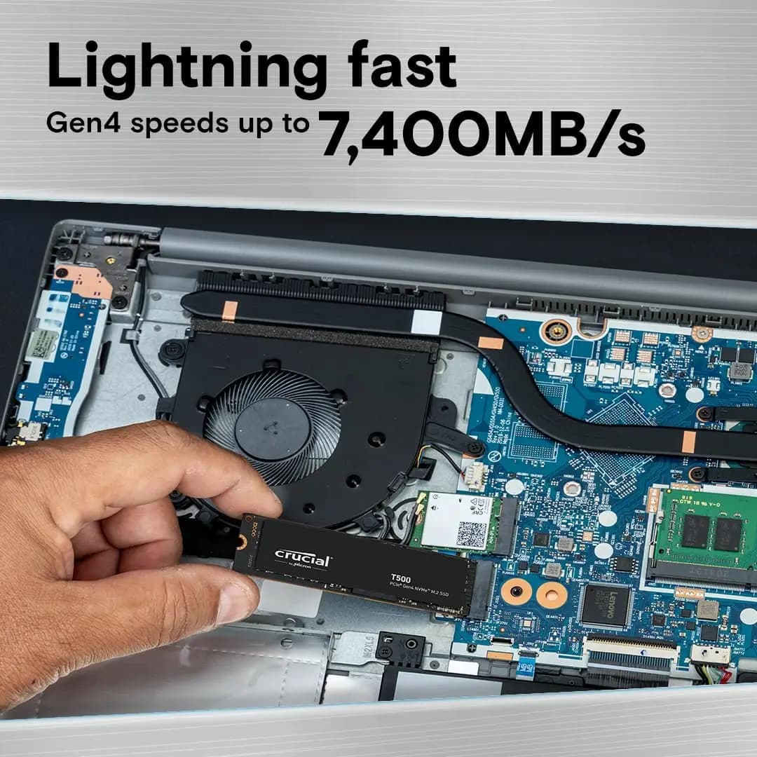 قرص صلب داخلي للألعاب Crucial T500 بسعة 1 تيرا بايت، الجيل الرابع NVMe M.2، سرعة 7300 ميجا بايت/ثانية، متوافق مع PS5 وأجهزة الكمبيوتر المحمولة، طراز CT1000T500SSD8، أصلي من الشركة المصنعة - 3